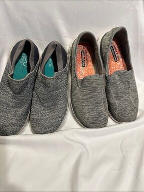 Skechers women’s Gray Slip-On Knit Loafers